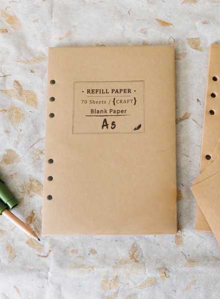 Refill paper A5 กระดาษรีฟิลขนาด A5 กระดาษคราฟท์ ไม่มีเส้น